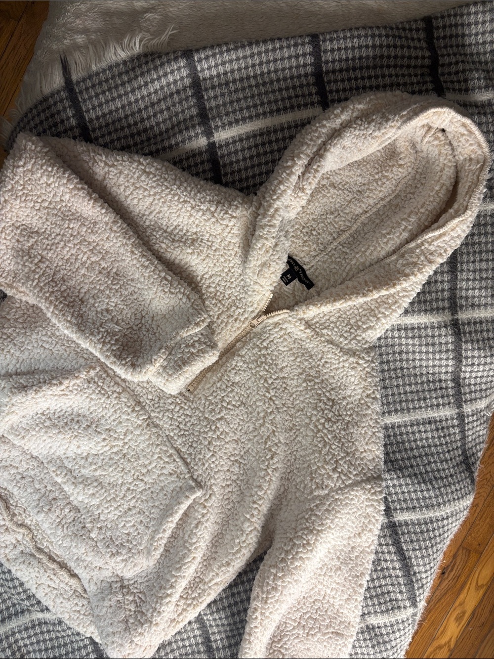 Almost Famous Ivory Teddy Sherpa Hooded Jacket